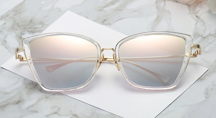 45255 Women Cat Eye Sunglasses Mirror Glasses UV400 Fashion Male Female Shades