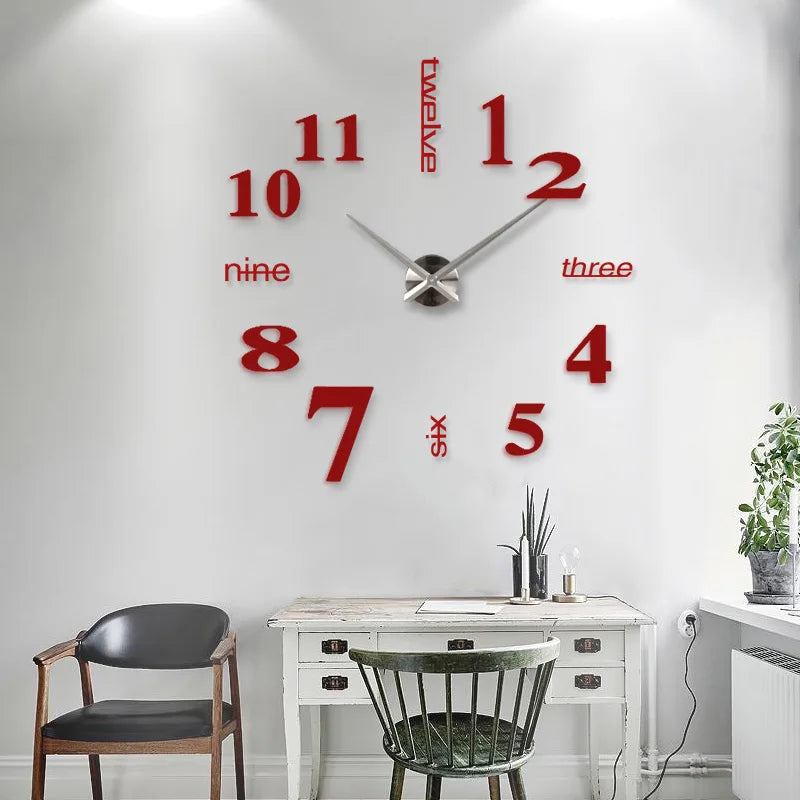 37/47inches Home decorations big mirror wall clock Modern design large decorative designer wall sticker unique gift