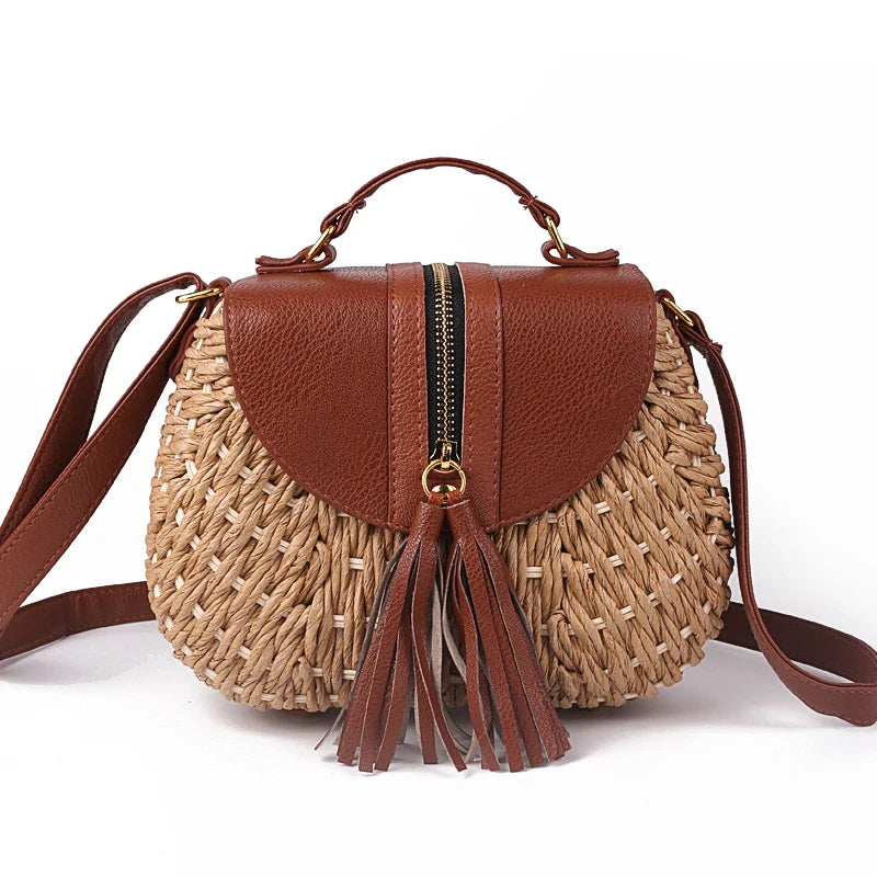 Designer Ladies Woven Knitting Messenger Crossbody Bags New Summer Bohemian Women Tassel Straw Beach Shoulder Bag