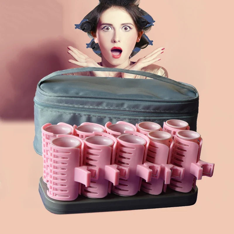 10pcs/set Electric Heated Roller Extra Thick Hair Curler Ceramic Thermostat Ion Hot Dry/Wet Hair Curly Styling Sticks Tool U1055