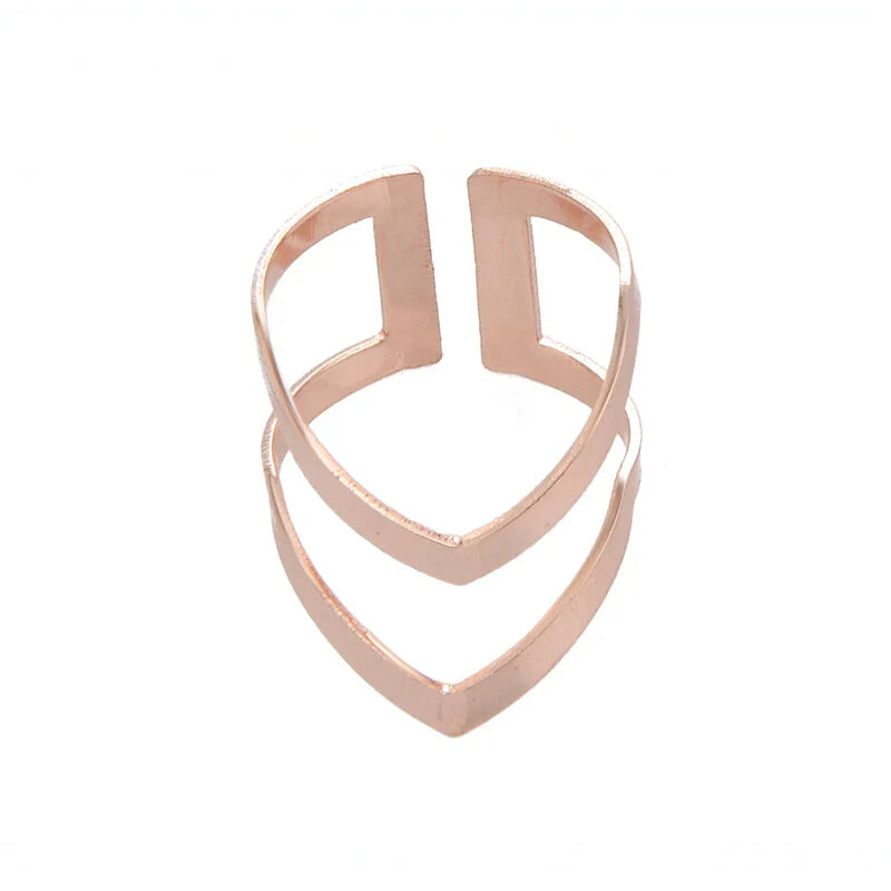 SMJEL 2023 New Fashion Boho Double Lines V Chevron Rings For Women's Gift Simple Geometric Bague Dainty Rings Femme Jewelry R248