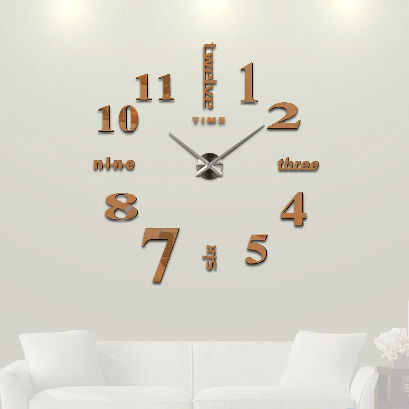 37/47inches Home decorations big mirror wall clock Modern design large decorative designer wall sticker unique gift