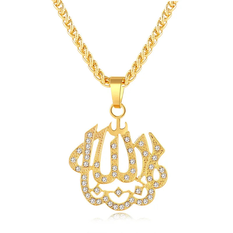 Fooderwerk Jewelry Middle Eastern Muslim Islam Allah Pendant Lady Heart Shaped Necklace Irish Women's Jewelry
