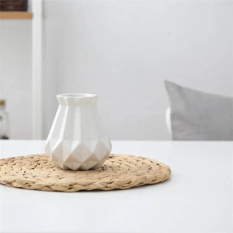 Nordic Porcelain Vase Matt Ceramic Vases Modern Flower Pot Diamond Plant Pot Study Hallway Home Decor Living Room Decoration