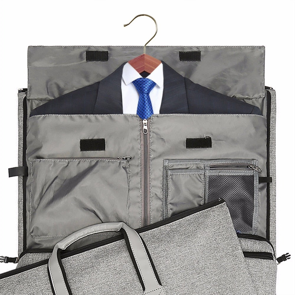 Modoker Garment Travel Bag with Shoulder Strap Duffel Bag Carry on Hanging Suitcase Clothing Business Bags Multiple Pockets Grey