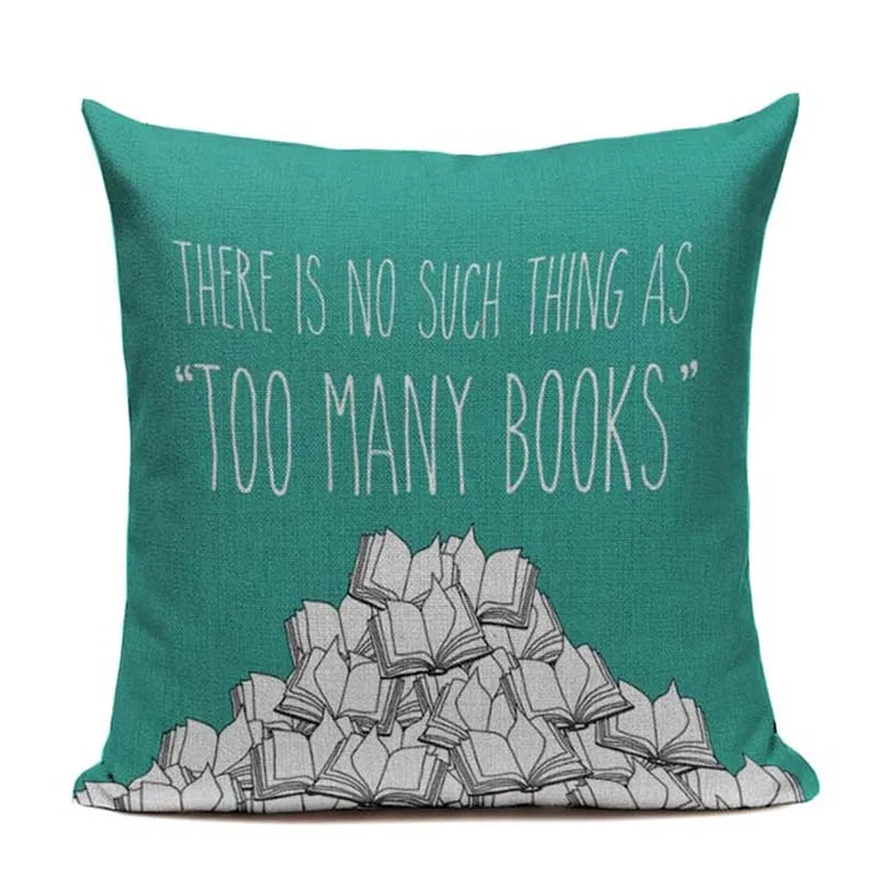 Cat Happy Reading More Book Cushion Cover Customized Linen  Pillowcase Home Sofa Decorative Custom Letter Throw Decor Cojines