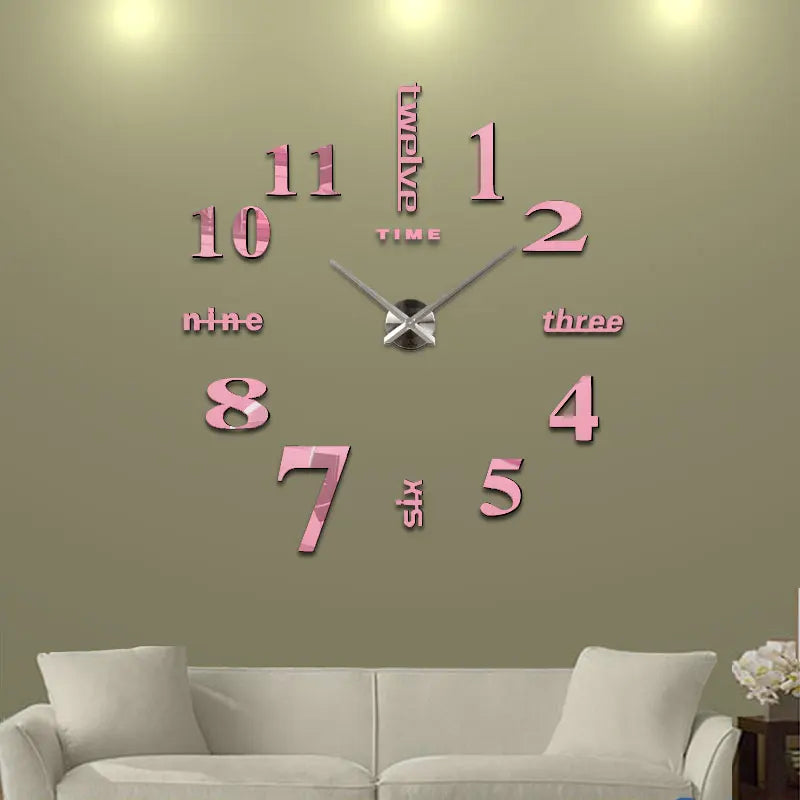 37/47inches Home decorations big mirror wall clock Modern design large decorative designer wall sticker unique gift