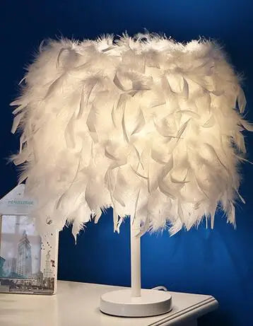Feimefeiyou modern Creative Feather Lamp e27 Table Lamp for Baby Kids Children Bedroom Droplight Lighting Decor small size