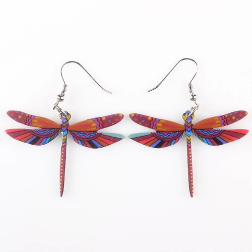 Fashion Dangle Dragonfly Earrings Acrylic Long Drop Earring New Arrival 2015 Spring Summer Style For Girls Women Jewelry