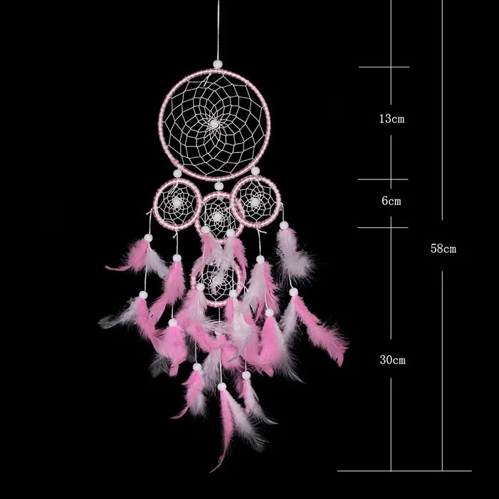 Feather Crafts Dream Catcher Brown Wind Chimes Handmade Dreamcatcher Net for Wall Hanging Car Home Decoration
