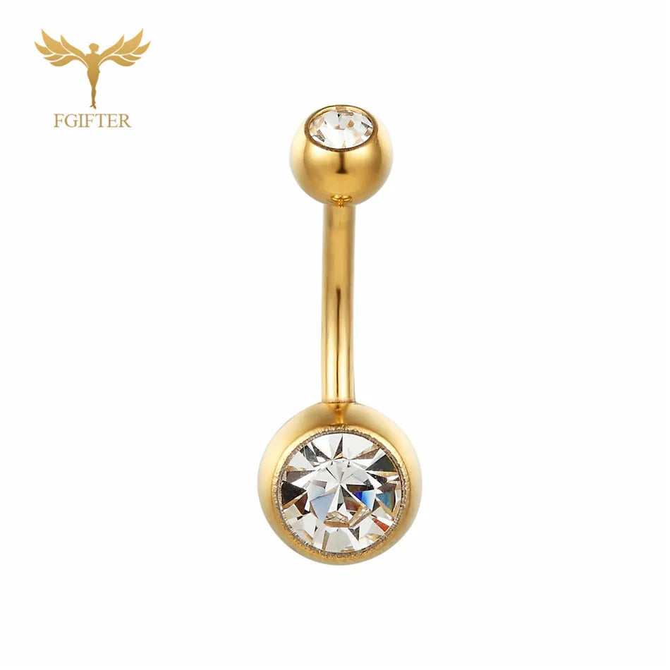 Women Sexy Summer Jewelry 14G Medical Titanium Barbell CZ Zircon Navel Piercing Bar 16G 10mm Belly Button Rings Pircing Ombligo
