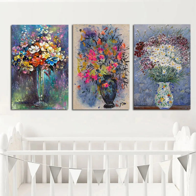 YWDECOR Modern Abstract Flower in a Vase Orchid Canvas Painting Print on Canvas Wall Art Picture Poster Living Room Home Decor