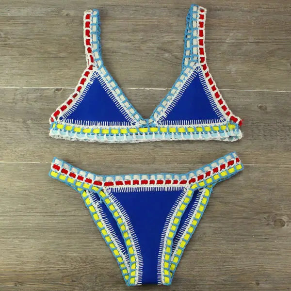 Colorful Crochet Bikinis Women's Swimming Suit 2023 Sexy Bandage Brazilian Bikini Set Knitted Swimsuit Swimwear Women Biquini