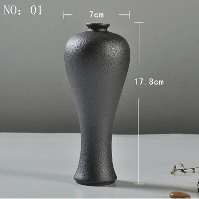 Modern Ceramic Vase Creative Black Tabletop Thydroponic Containers Flower Pot Home Decor Crafts Wedding Decoration