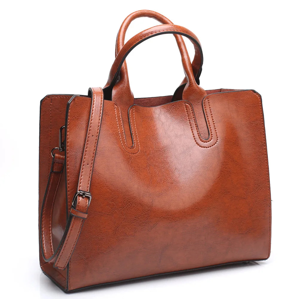 DIDA BEAR Women Leather Bags Vintage Handbag Casual Female Bag High Quality Trunk Tote Ladies Shoulder Bag Large Messenger bag