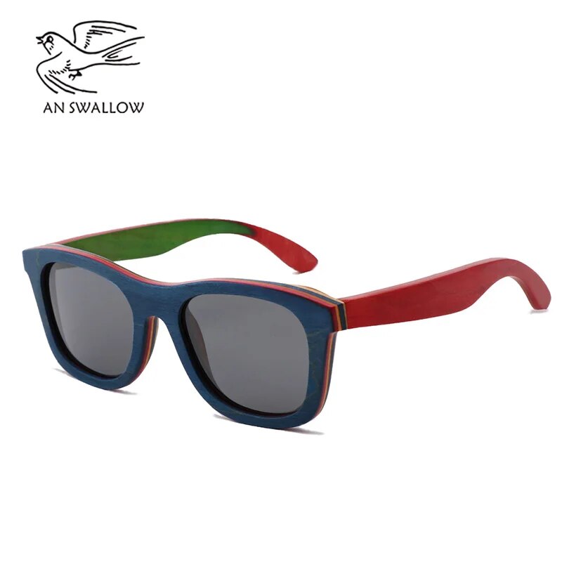 New Handmade Colored Wood Frame Multicolor Glasses Retro Fashion Square Women's Sunglasses Ultraviolet-proof TAC Sunglasses