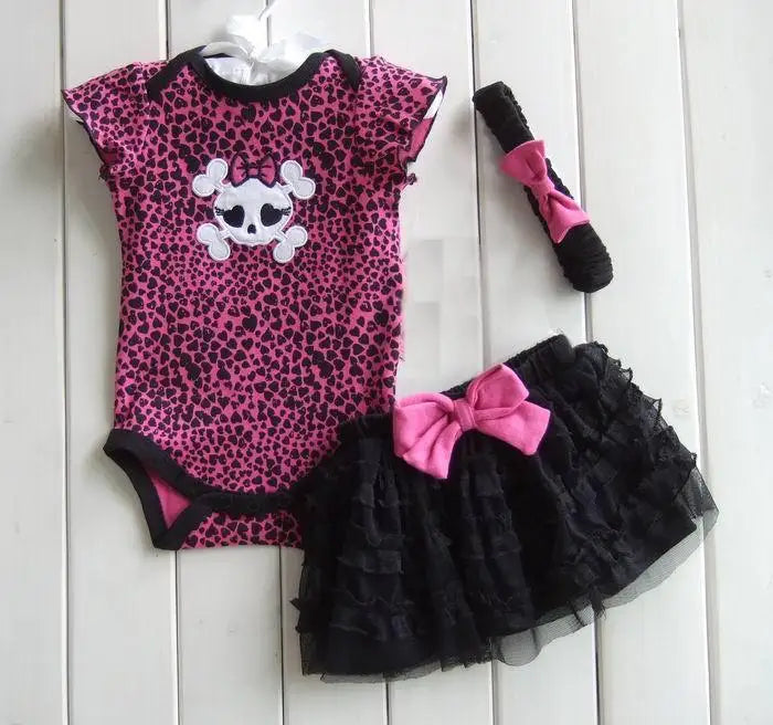 Fashion Newborn Baby Girl Clothes Short Romper,Tutu Skirt & Headband 3 PC Suits Infant Toddler Zebra Summer Girls Clothing Sets