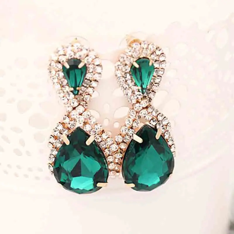 Hop Bijouterie Earring Studs Women's Droplets Shining Gold Silver Plated Crystal Drop Earrings Women Snowflake E017