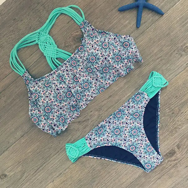 New Bandage Beach Strapless Swimwear Bikinis 2023 Women Swimsuit Sexy Brazilian Bikini Set Falbala Biquini Bathing Suits 485