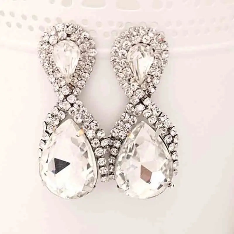 Hop Bijouterie Earring Studs Women's Droplets Shining Gold Silver Plated Crystal Drop Earrings Women Snowflake E017