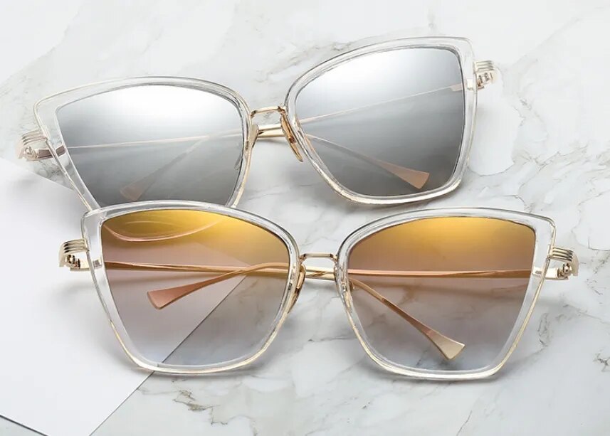 45255 Women Cat Eye Sunglasses Mirror Glasses UV400 Fashion Male Female Shades