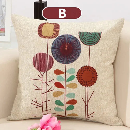 1Pcs Fashion Cotton Linen Flower Pattern Throw Pillow Cushion Cover Seat Car Home Decor Sofa Bed Decorative Pillowcase 40107