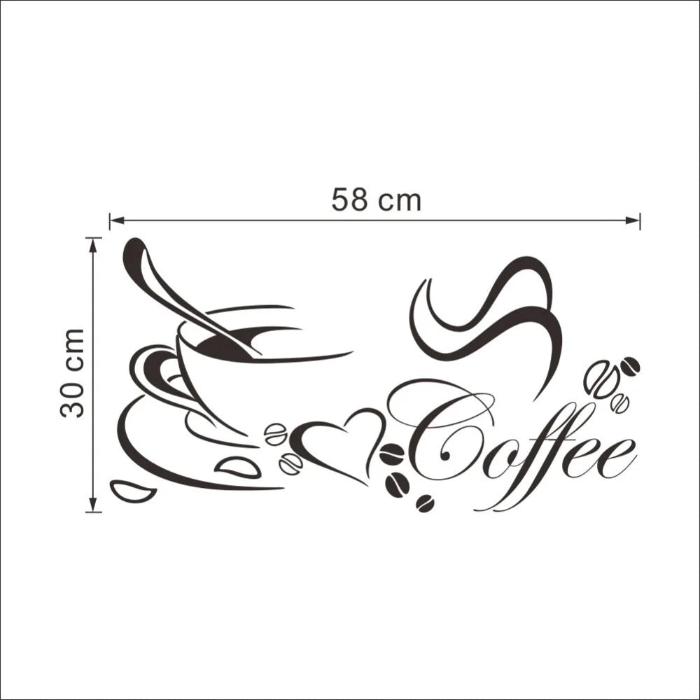 Coffee cup with heart vinyl quote Restaurant Kitchen removable wall Stickers DIY home decor wall art MURAL Drop Shipping