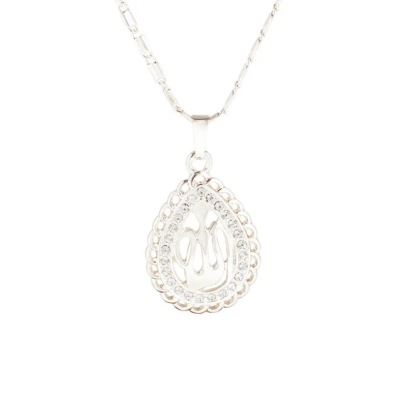 Fooderwerk Jewelry Middle Eastern Muslim Islam Allah Pendant Lady Heart Shaped Necklace Irish Women's Jewelry