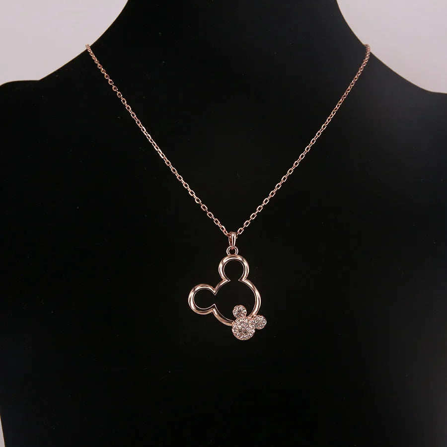 Fashion Austrian Rhinestone Cute Child Crystal Mickey Necklace