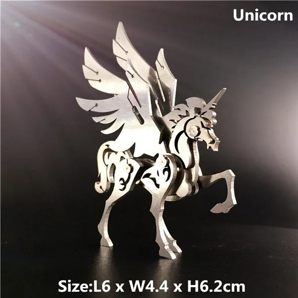 3D Metal Model Chinese Zodiac Dinosaurs western fire dragon  DIY Assembly models Toys Collection Desktop For Adult