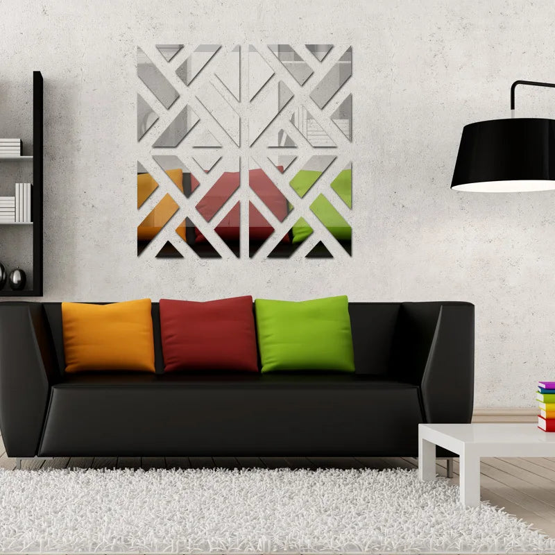 new wall stickers big 3d Decorative stickers living home modern acrylic large mirror pattern surface diy real