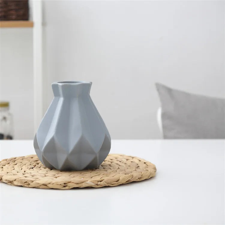 Nordic Porcelain Vase Matt Ceramic Vases Modern Flower Pot Diamond Plant Pot Study Hallway Home Decor Living Room Decoration