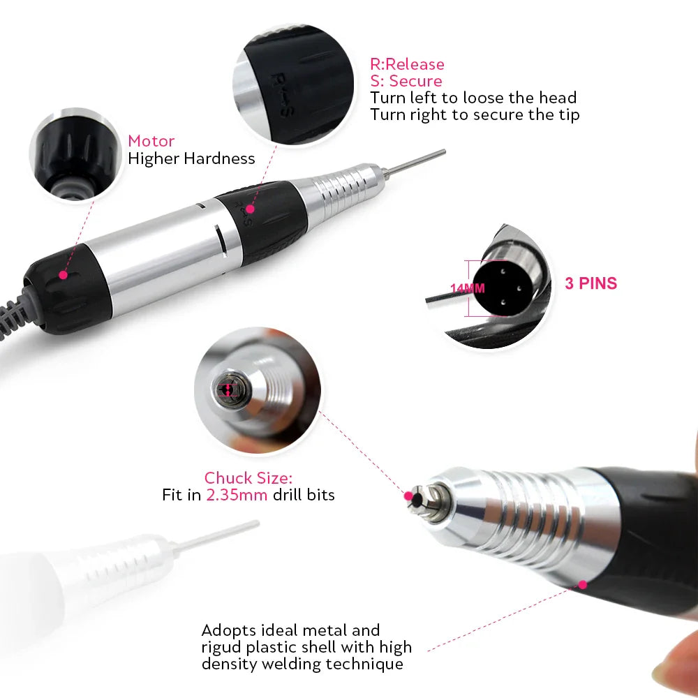 EN400 Pro Electric Nail Drill Machine Nail Art Equipment Manicure Pedicure Files Manicure accessories and tools handle Nails