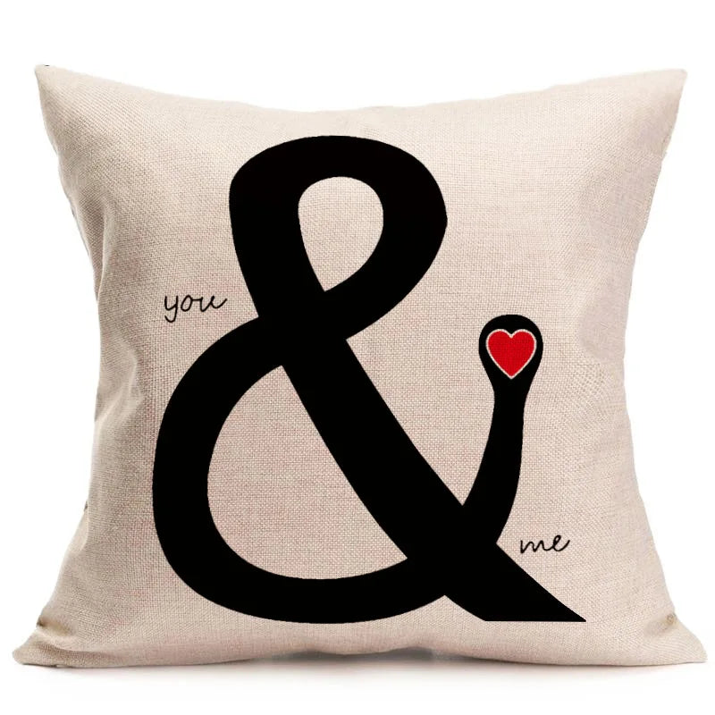 45*45 cm Cotton Linen Cushion Cover Love Mr Mrs Letter Throw Pillow Home Decor Wedding Decoration Decorative Pillowcase 40247
