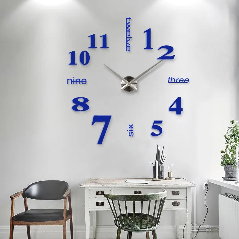37/47inches Home decorations big mirror wall clock Modern design large decorative designer wall sticker unique gift