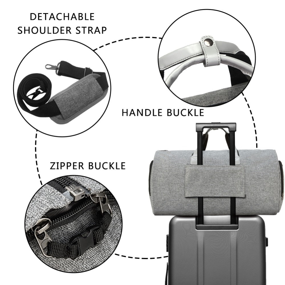Modoker Garment Travel Bag with Shoulder Strap Duffel Bag Carry on Hanging Suitcase Clothing Business Bags Multiple Pockets Grey