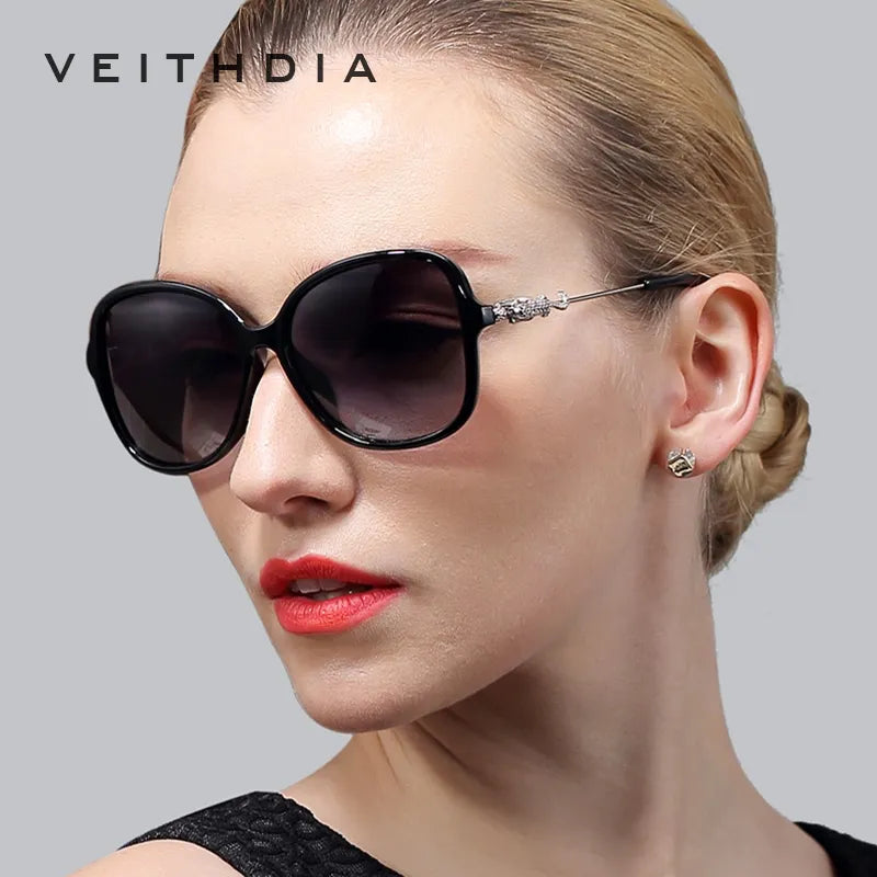 VEITHDIA  Sunglasses Gradient Vintage Retro TR90 Women's Sun Glasses Polarized UV400 Ladies Fashion Eyewear For Female 7026