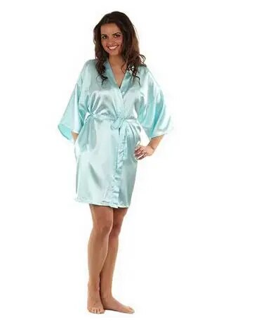 Silk Satin Wedding Bride Bridesmaid Robe Floral Bathrobe Short Kimono Robe Night Robe Bath Robe Fashion Dressing Gown for Women