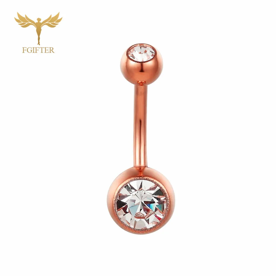 Women Sexy Summer Jewelry 14G Medical Titanium Barbell CZ Zircon Navel Piercing Bar 16G 10mm Belly Button Rings Pircing Ombligo