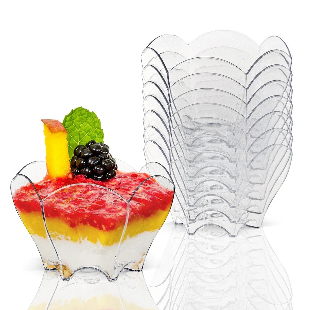 20 Pieces x Home Party Disposable Plastic Tableware Supplies, 70*44mm/60ml Petal Dessert Cake Bowl