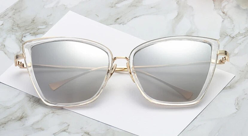 45255 Women Cat Eye Sunglasses Mirror Glasses UV400 Fashion Male Female Shades