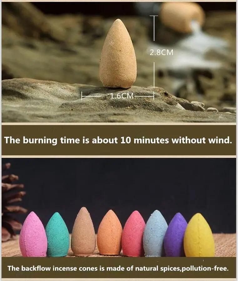 With 10Cones The Little Monk Censer Creative Home Decor Small Buddha Incense Holder Backflow Incense Burner Use In Home Teahouse