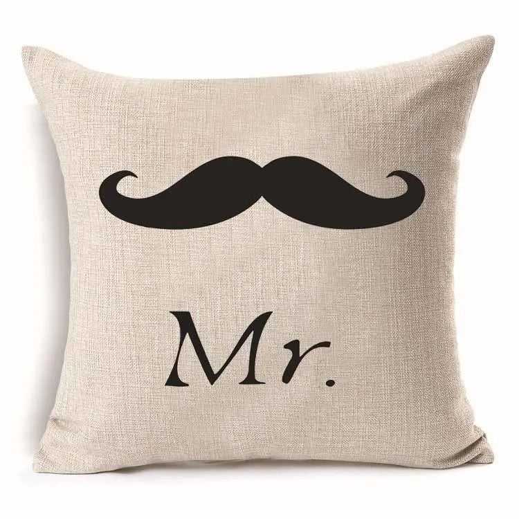 45*45 cm Cotton Linen Cushion Cover Love Mr Mrs Letter Throw Pillow Home Decor Wedding Decoration Decorative Pillowcase 40247