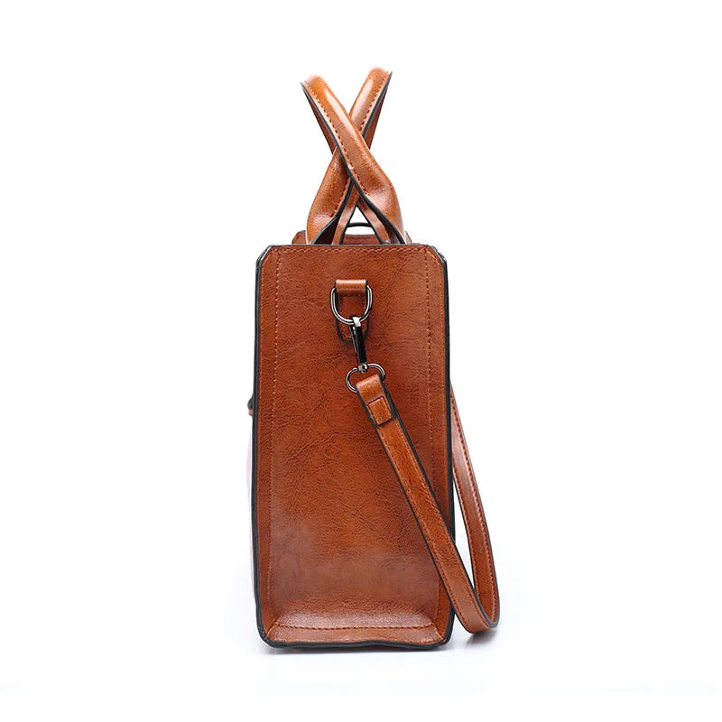 DIDA BEAR Women Leather Bags Vintage Handbag Casual Female Bag High Quality Trunk Tote Ladies Shoulder Bag Large Messenger bag