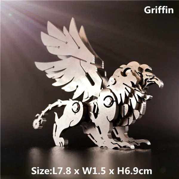 3D Metal Model Chinese Zodiac Dinosaurs western fire dragon  DIY Assembly models Toys Collection Desktop For Adult