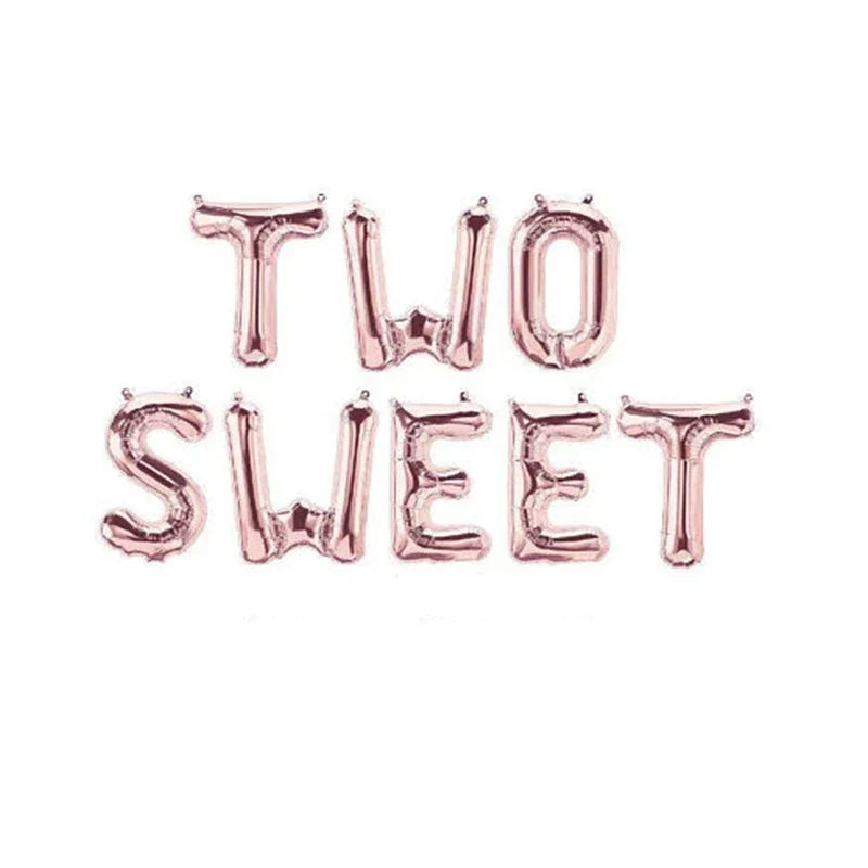 1set 16 inch Rose Gold Two Sweet Letters Foil balloons Donut Balloon for Baby Shower 2nd Birthday Party Decor Party Supplier