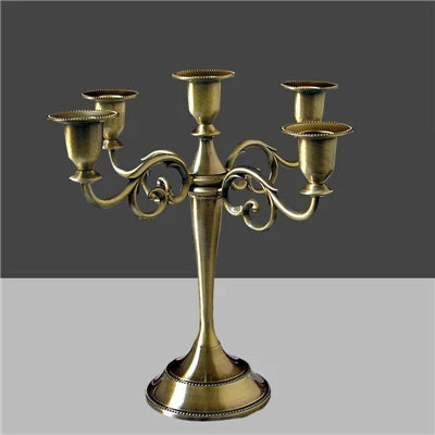 IMUWEN Silver/Gold/Bronze/Black 3-Arms Metal Pillar Candle Holders Candlestick Wedding Decoration Stand Home Decor Candelabra