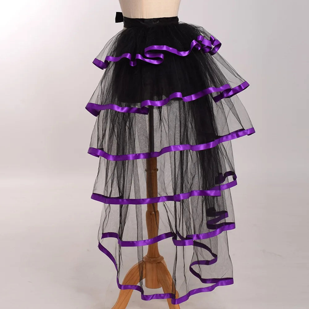Steampunk Skirt Ruffles Tulle Overskirt Women Lady Gothic Punk Sexy Lolita Cocktail Party Puffy Mermaid Overskirts