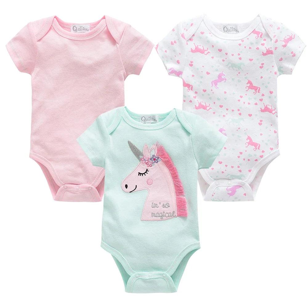 Kavkas Baby Girls Bodysuits 6/3 pcs/lot Summer Cotton Baby Clothes Short Sleeve Newborn body bebe 0-3 months Infant Clothing