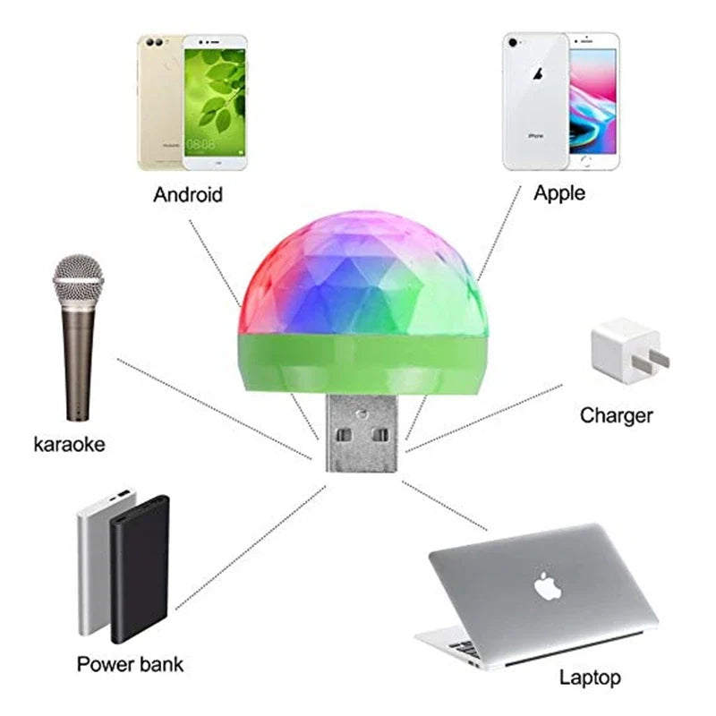 USB Mini Disco Lights,Portable Home Party Light,DC 5V USB Powered Led Stage Party Ball DJ Lighting,Karaoke Party Led Christmas